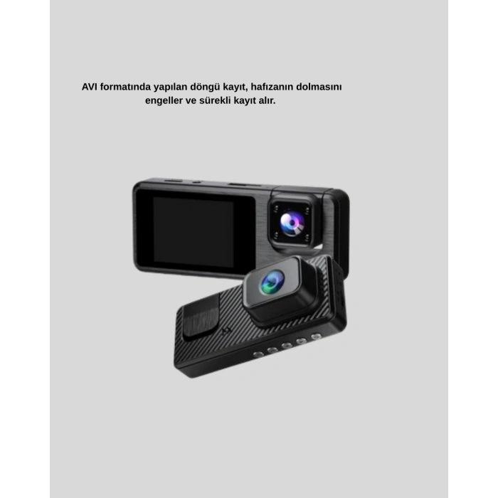 BFS 3 Kameralı Araç DVR 1080P Ön + HD Arka + İç Kamera Döngü Kayıt 2’’ Ekran