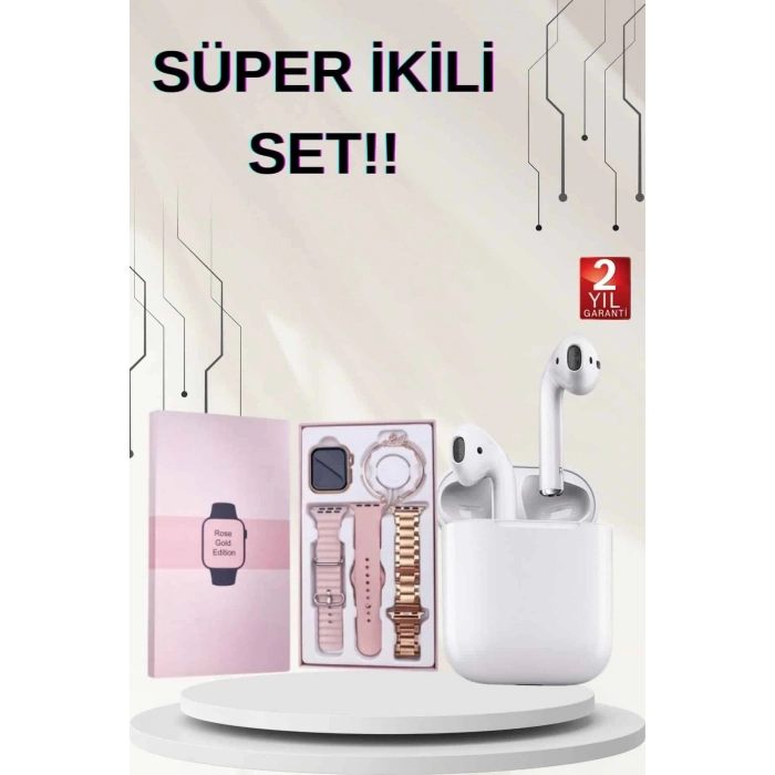 BFS 3 Kordonlu Dokunmatik Ekran Akıllı Saat ve 2.Nesil Kablosuz Bluetooth Kulaklık ANC/ENC