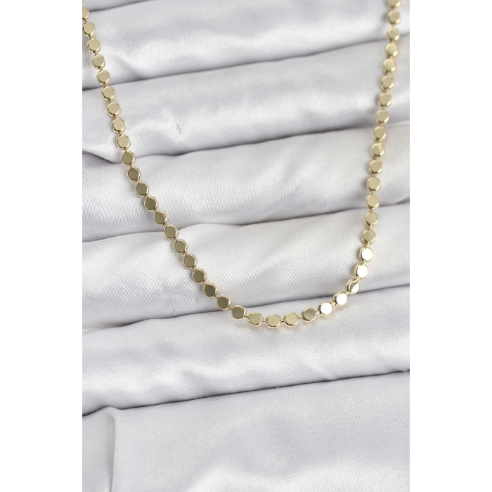 BFS 316L Çelik Zincir Gold Renk Ezme Zincir Model  45 cm Kadın Kolye