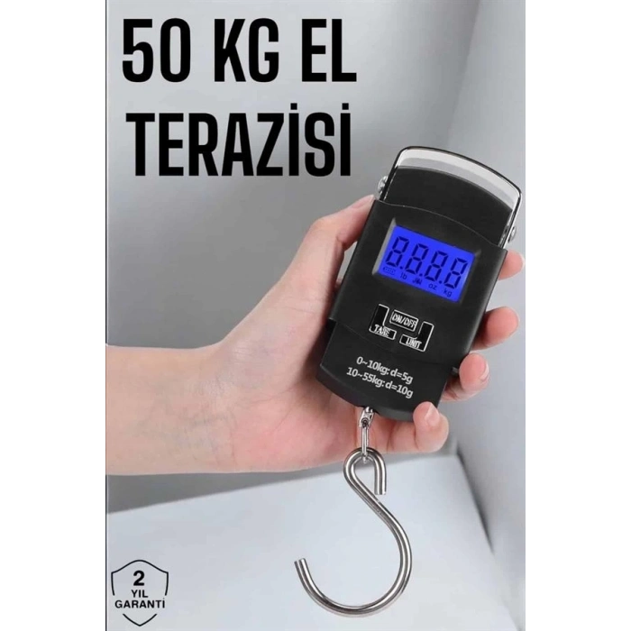 BFS 50 Kg El Kantarı Ağırlık Ölçer Dijital Ekranlı Kancalı Portatif