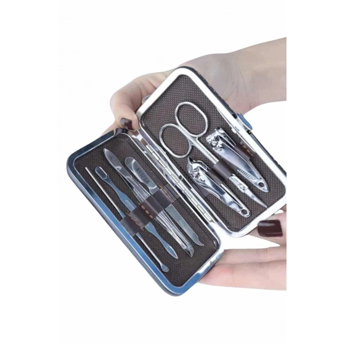 BFS 7 Parça Paslanmaz Çelik Manikür ve Pedikür Seti Çantalı Profesyonel