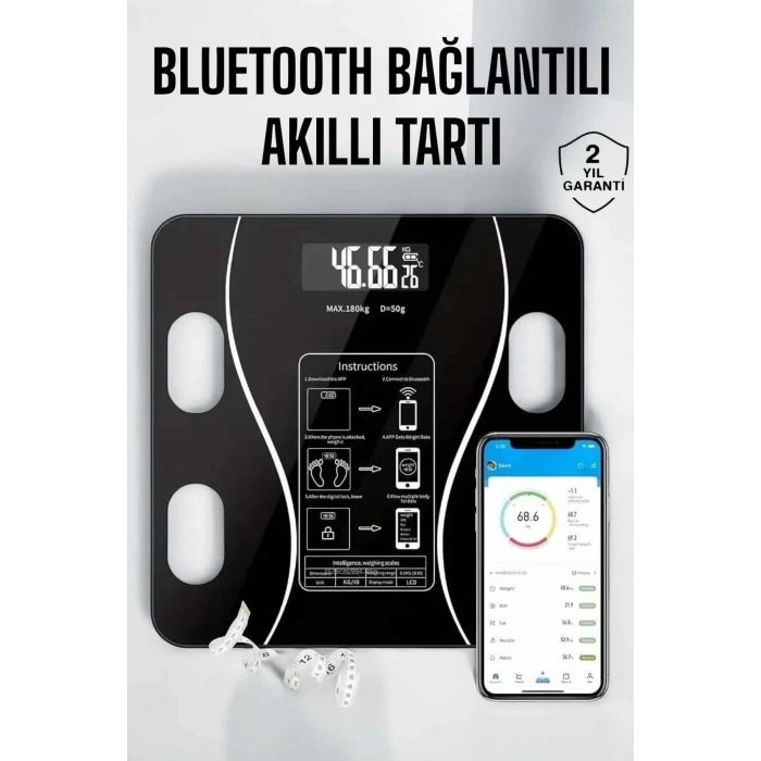 BFS Akıllı Tartı Bluetooth Bağlantılı Yağ Ölçebilen Tartı Yeni Nesil
