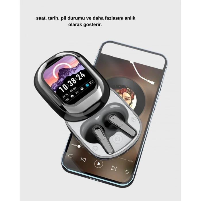 BFS Aktif Gürültü Engelleme Özellikli Kablosuz Kulaklık – Akıllı Ekranlı Şarj Kutusu