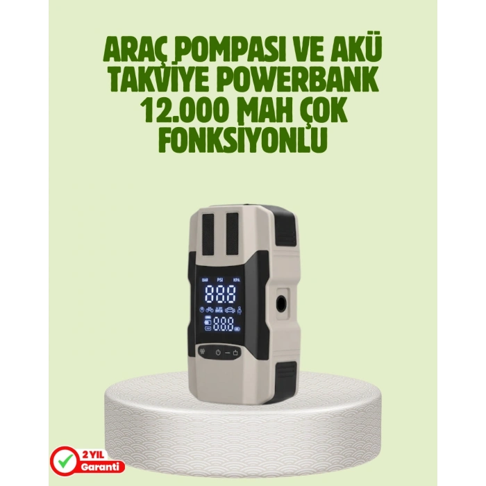 BFS Araç Akü Takviye Cihazı ve Lastik Şişirme Pompası 12.000 mAh