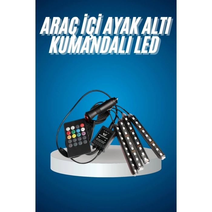 BFS Araç Içi Aydınlatma Kumandalı 12 Led Ayak Altı Led Ambiyans Işığı Sese Duyarlı Kumandalı