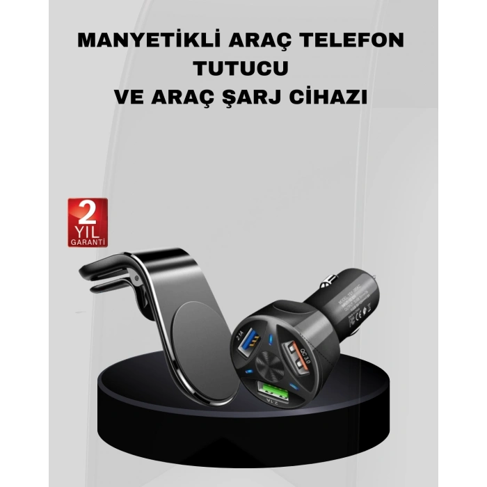BFS Araç İçi Telefon Tutucu + Quick Charge 3.0 Araç Şarj Cihazı Seti