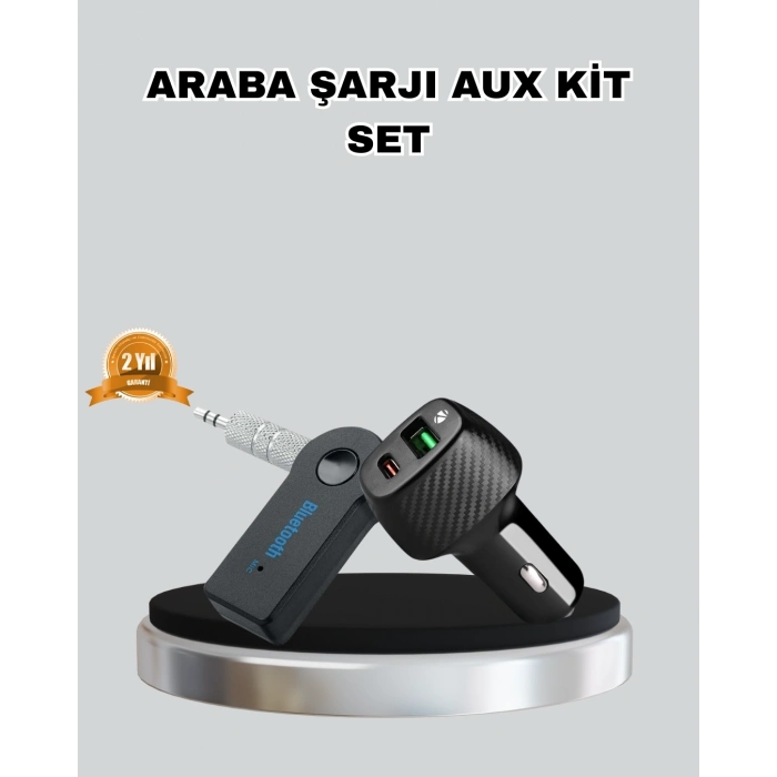 BFS AUX Bluetooth Adaptör ve 38W Hızlı Araç Şarj Cihazı Seti
