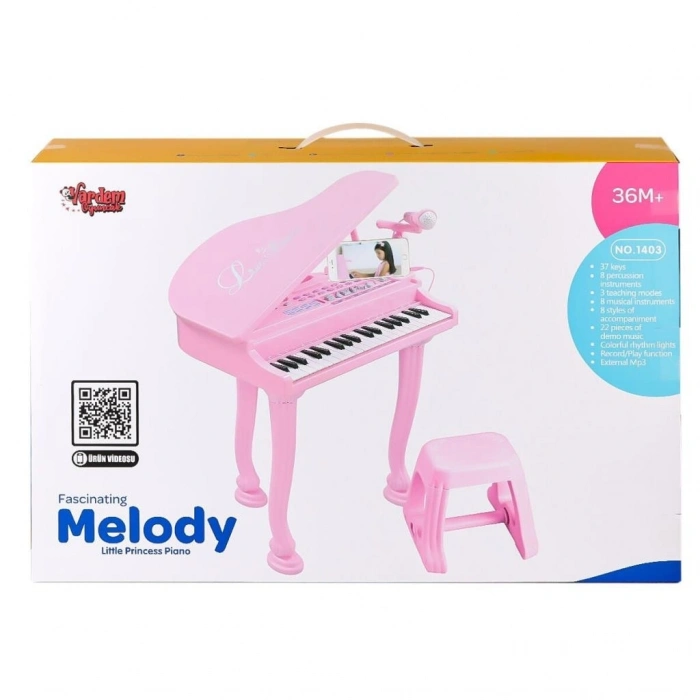 BFS  BAO-1403 0213  Mikrofonlu 37 Tuşlu Mp3 Çalar Büyük Pembe Piyano