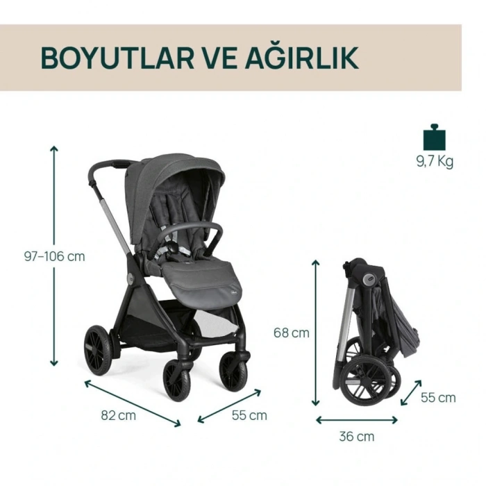 BFS Bebek Arabası Black Satin