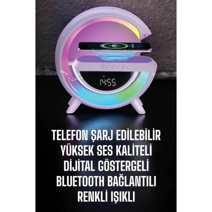 BFS Bluetooth Hoparlör 15W Kablosuz Hızlı Şarj LED Gece Lambası