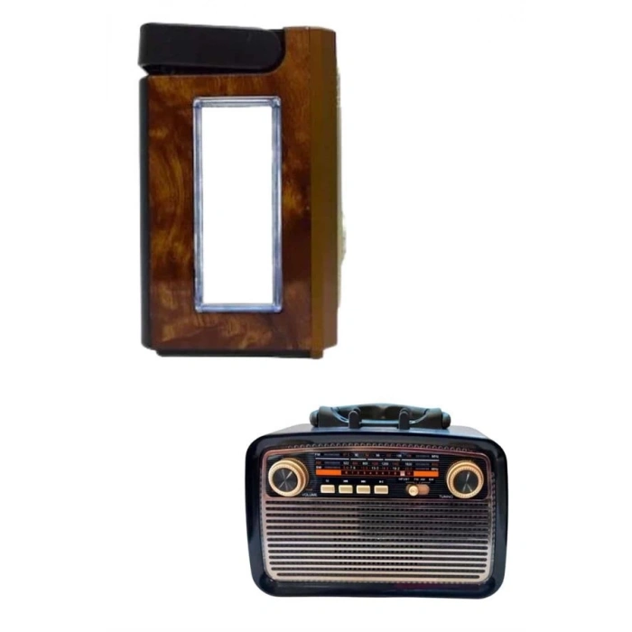 BFS Bluetooth Hoparlör Ahşap Renk Vintage Işıklı Nostaljik Radyo Fm Ahşap Görünümlü