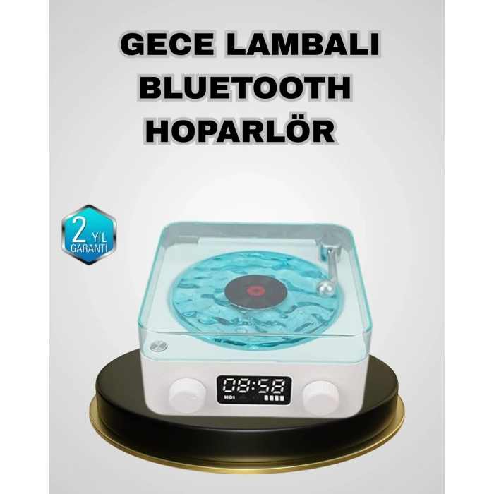 BFS Bluetooth Hoparlörlü Gece Lambası Dijital Saat Ekranlı Su Dalgası Efektli Dekoratif