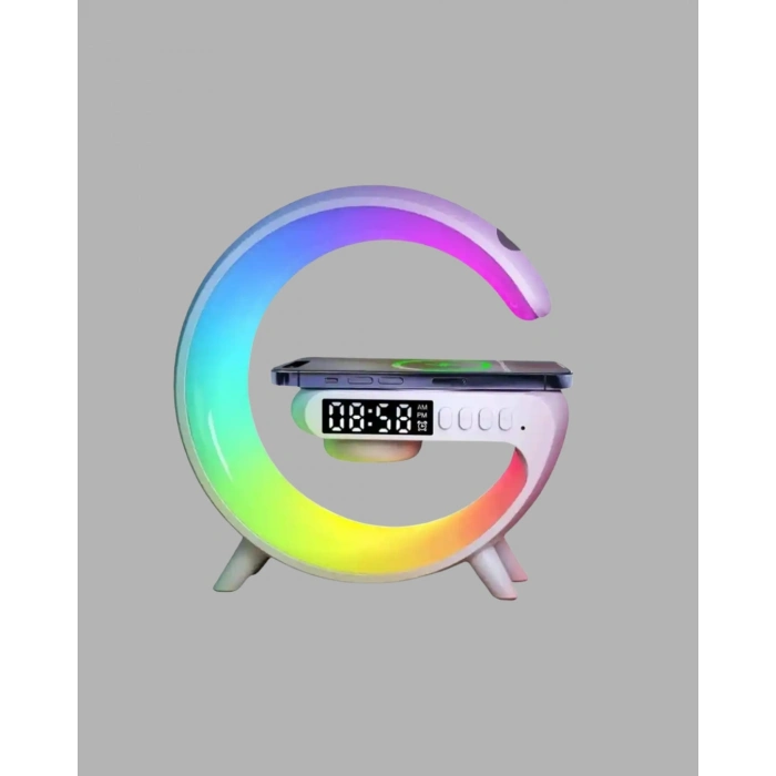 BFS Bluetooth Hoparlörlü RGB Atmosfer Lambası Kablosuz Şarj ve Saat Özellikli