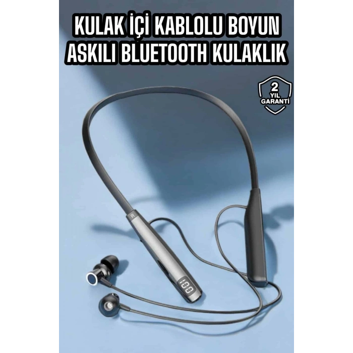 BFS Boyun Askılı Bluetooth Kulaklık Uzun Şarj Süreli Dijital Göstergeli Kablolu