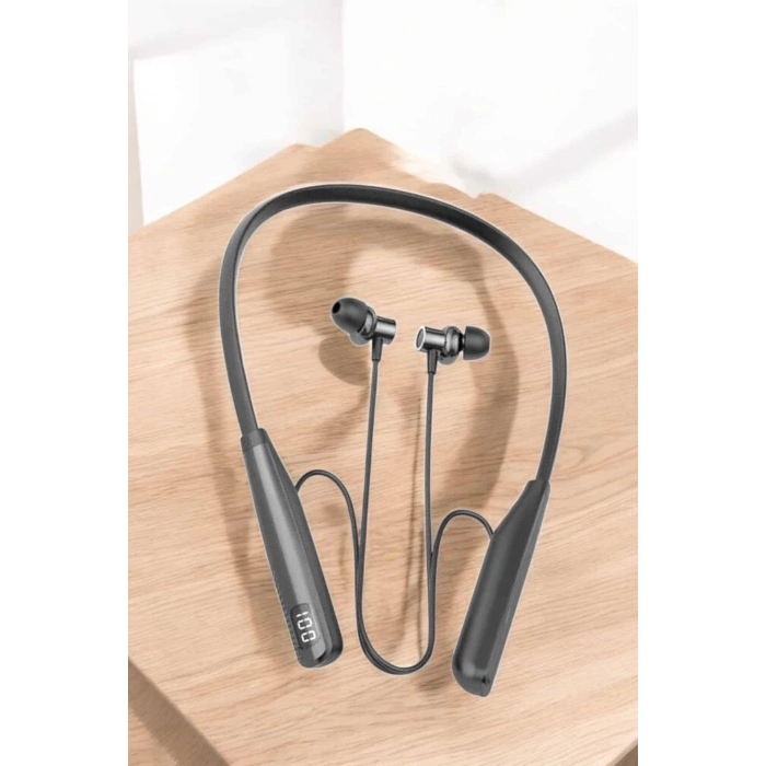 BFS Boyun Askılı Bluetooth Kulaklık Uzun Şarj Süreli Dijital Göstergeli Kablolu