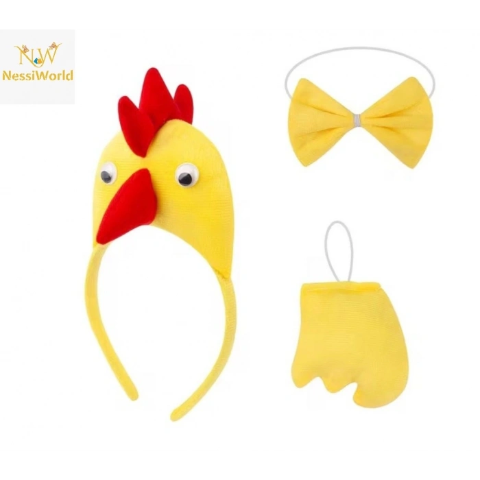 BFS Çocuk Horoz Tavuk Kostüm Seti 3 Parça (Taç + Papyon + Kuyruk)