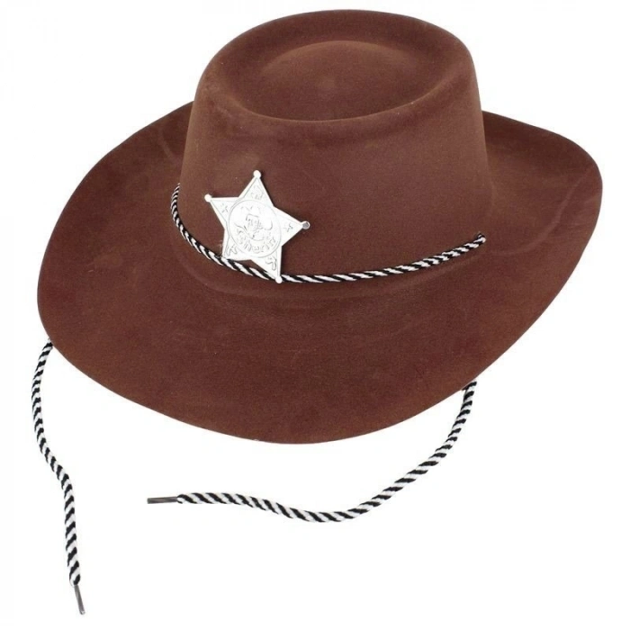 BFS Çocuk Kovboy Şapkası Plastik Üzeri Flok Kaplama Koyu Kahverengi