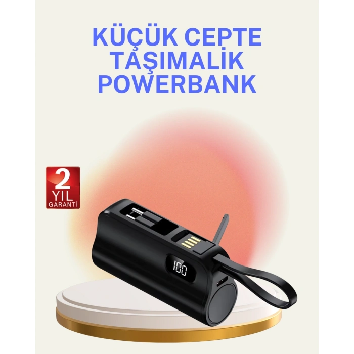 BFS Dahili Konektörlü 20W Hızlı Şarj Mini Taşınabilir Powerbank