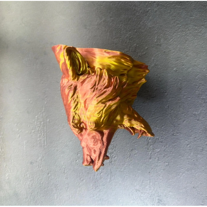 BFS Dekoratif Asılabilir Jaguar Başı 3D Duvar Heykeli Gold Red 20x16 cm