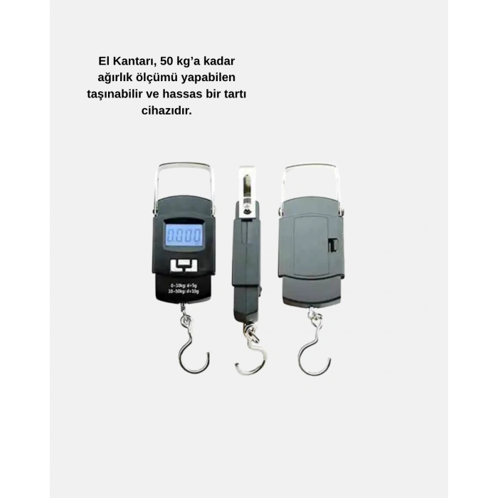 BFS Dijital El Kantarı – 50 Kg Taşıma Kapasiteli, Taşınabilir Hassas Tartı