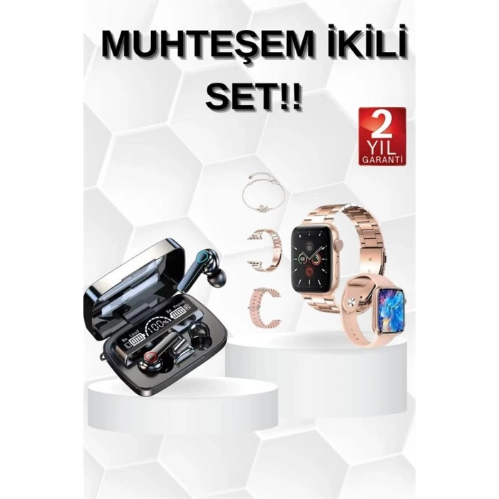 BFS Dijital Göstergeli Powerbank Bluetooth Kulaklık ve Yeni Nesil Amoled Ekran Akıllı Saat