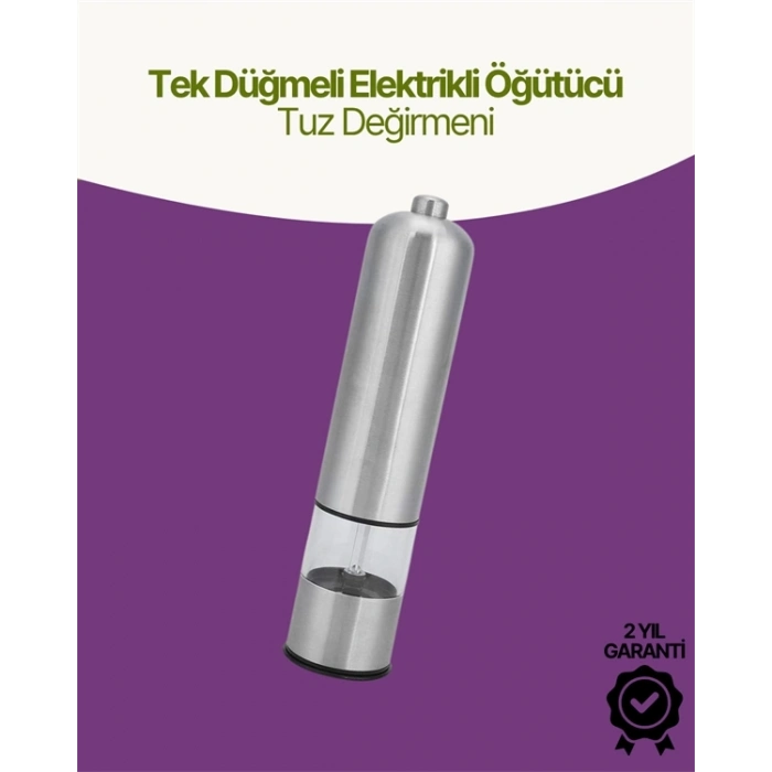 BFS Elektrikli Baharat Öğütücü Pilli Paslanmaz Çelik Otomatik Tuz Karabiber Değirmeni