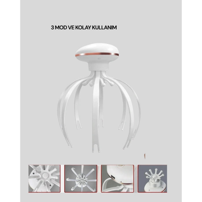 BFS Elektrikli Kafa Masaj Cihazı 3 Modlu USB-C Şarjlı Rahatlatıcı Masaj Aleti