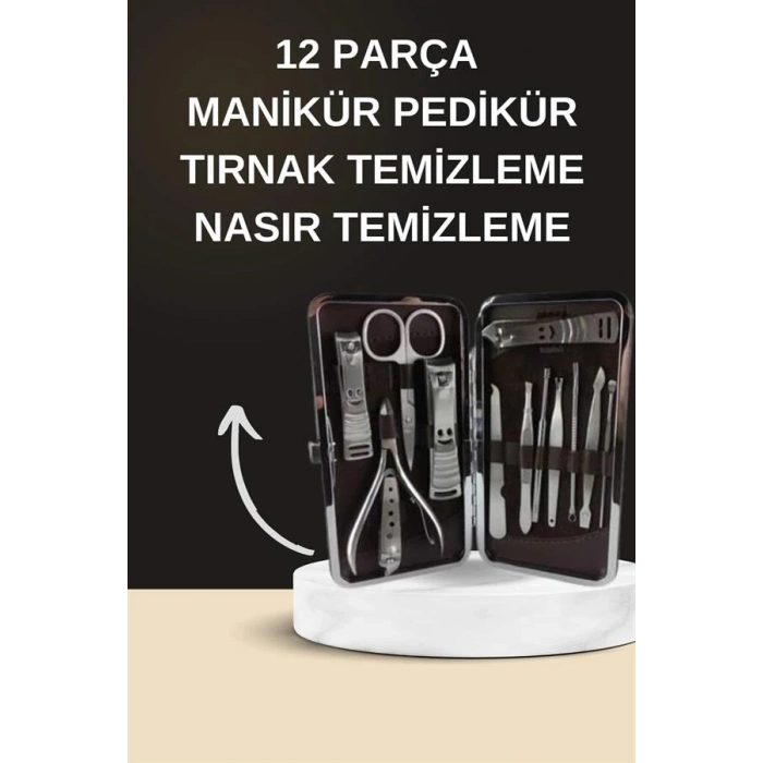BFS Elektrikli Manikür Pedikür Seti İkili Set 12 Parça Tırnak Bakımı Törpü Protez Çıkarma