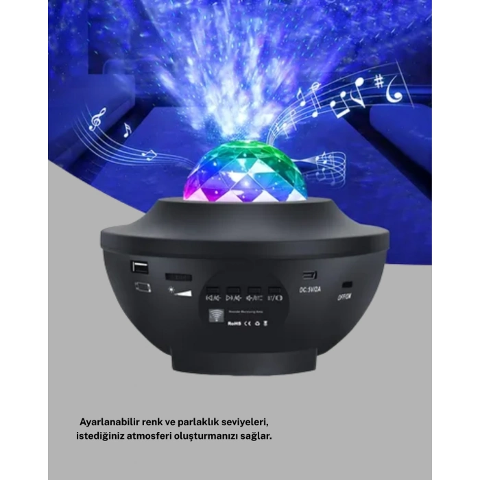 BFS Galaxy Yıldız Projektör Çok Renkli Ayarlı Parlaklık Uzay Atmosfer Işığı