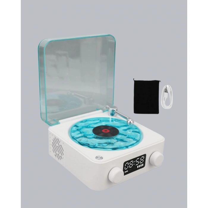 BFS Gece Lambası Stereo Bluetooth Hoparlör Dijital Saatli Vintage Tasarım Çok Fonksiyonlu