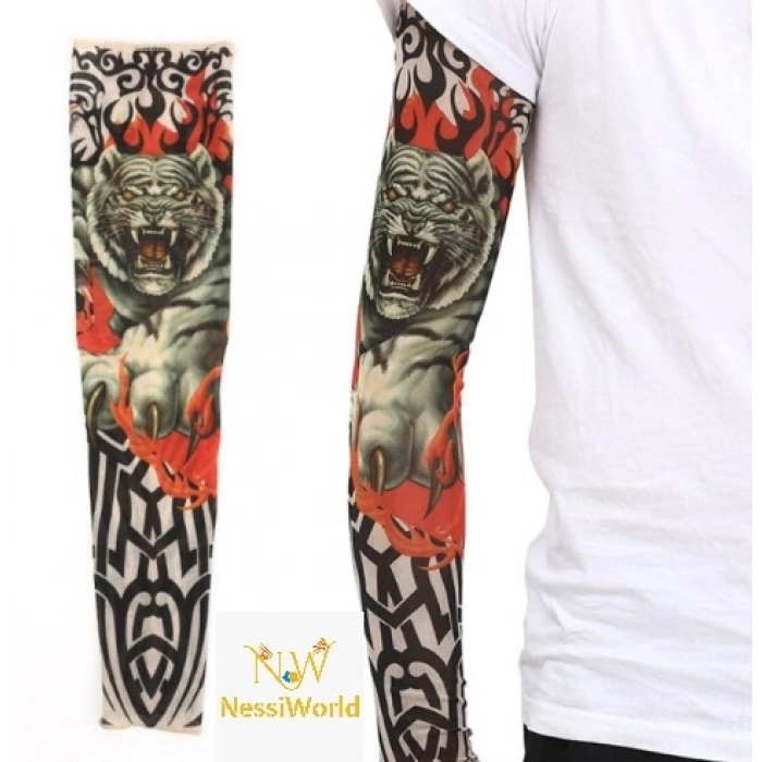 BFS Giyilebilir Kol Dövmesi Çorap Dövme 3D Baskılı Kol Bacak Dövme 2 Adet Model 8