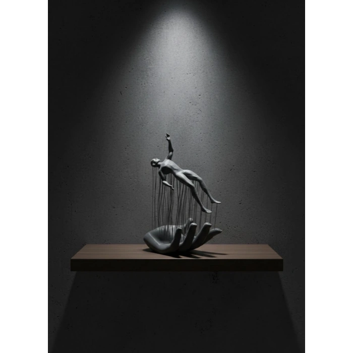 BFS Gri El İnsan Figürü Minimal ve Anlamlı Dekoratif Biblo Modern Ev Dekorasyonu