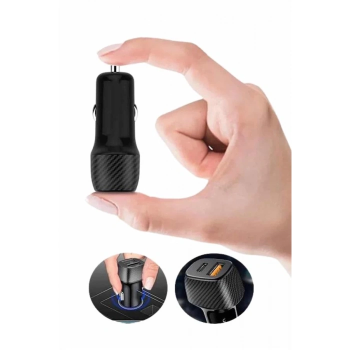 BFS Hızlı Oto Şarj Cihazı 38W Çift Girişli HIzlı Şarj Oto Çakmaklık Type-C