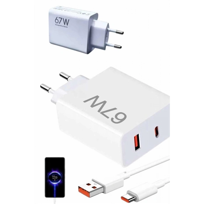 BFS Hızlı Şarj Aleti Adaptörü Kablo Seti 67W Uzun Ömürlü Beyaz