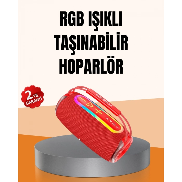 BFS IPX6 Su Geçirmez RGB LED Işıklı Taşınabilir Bluetooth Hoparlör 2400 mAh