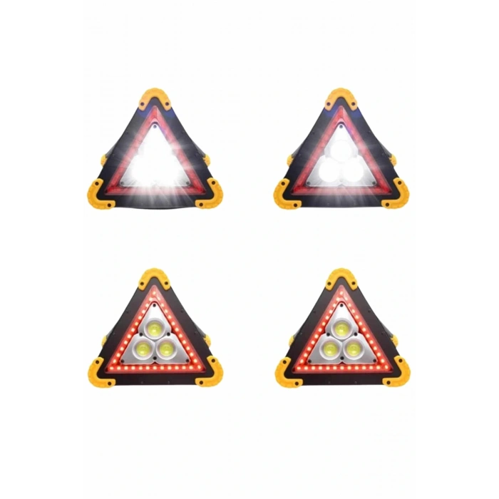 BFS Işıklı İkaz Lambası Reflektör Şarjlı Işıklı Üçgen LED Acil Durum Feneri