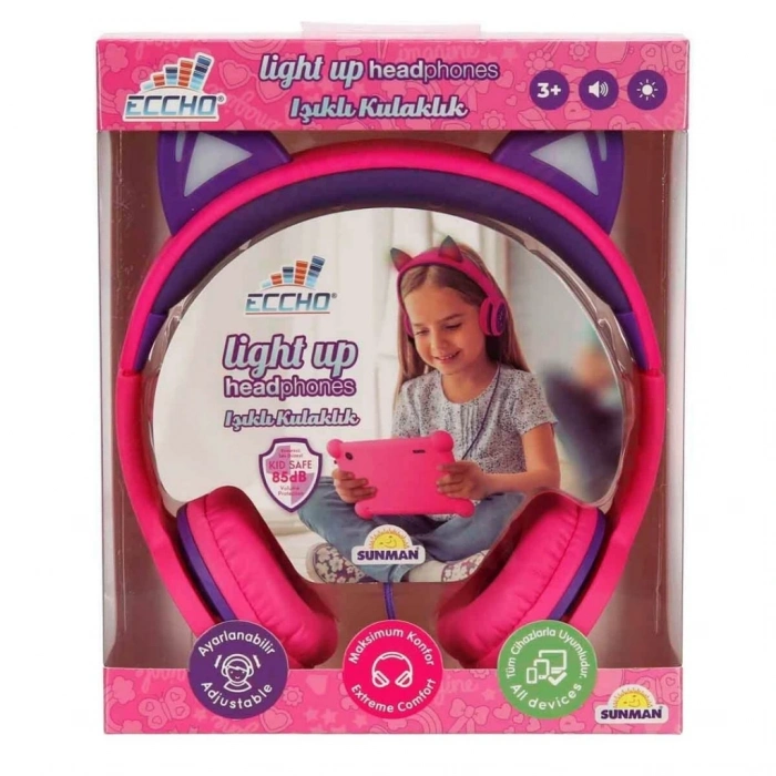 BFS Işıklı Kedi Kulaklı Kablolu Kulak Üstü Kulaklık