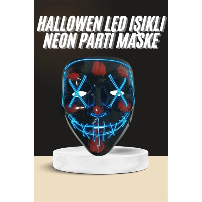 BFS Işıklı Led Maske Parti Eğlence Maskesi Hallowen Neon Maske