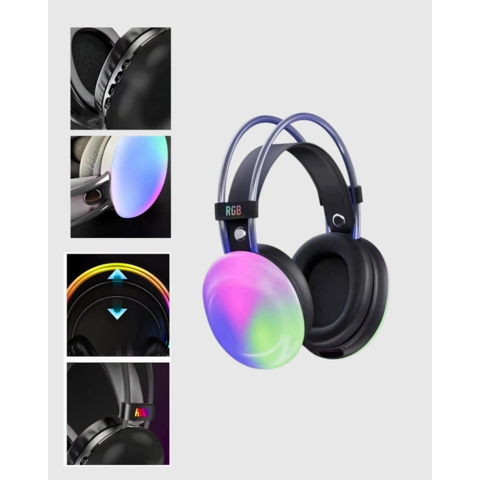 BFS Kablosuz Gaming Kulaklık RGB Aydınlatmalı Bluetooth 5.3 Uzun Pil Ömürlü