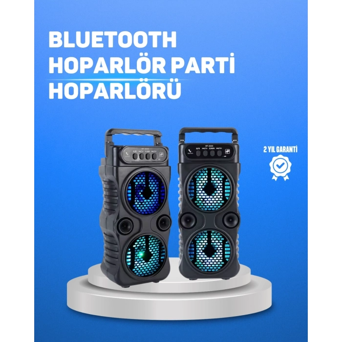 BFS Kablosuz LED Işıklı Bluetooth Hoparlör – FM Radyolu, Mikrofon Girişli
