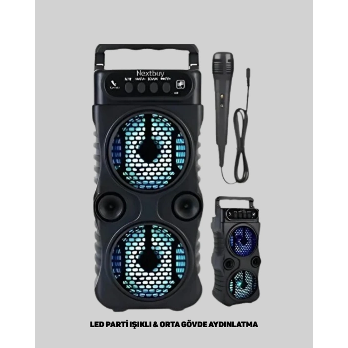 BFS Kablosuz LED Işıklı Bluetooth Hoparlör – FM Radyolu, Mikrofon Girişli