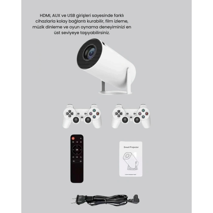 BFS Kablosuz Projeksiyon Cihazı 4K Destekli HDMI USB Oyun Uyumlu