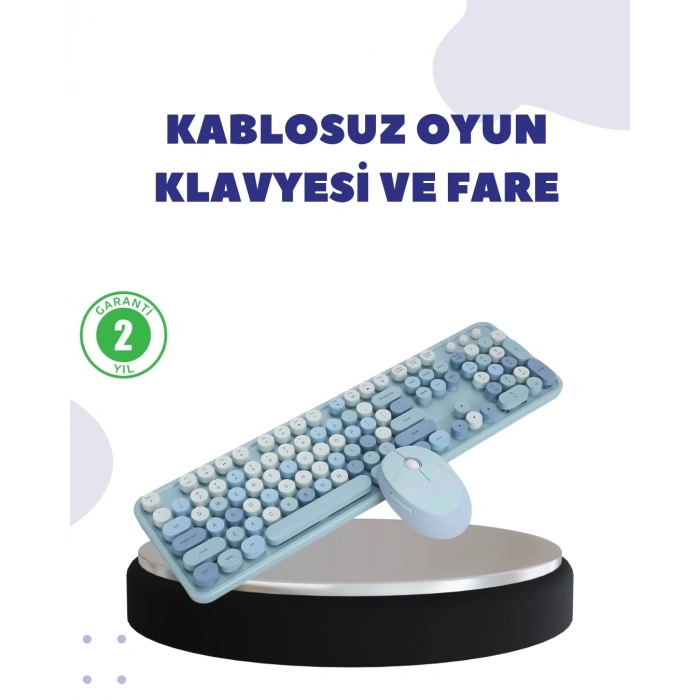 BFS Kablosuz Retro Klavye ve Mouse Seti – 104 Tuşlu, Sessiz Yazım