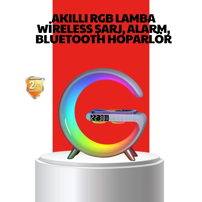 BFS Kablosuz Şarjlı Atmosfer Lambası Bluetooth Hoparlör ve Akıllı Alarm Özellikli