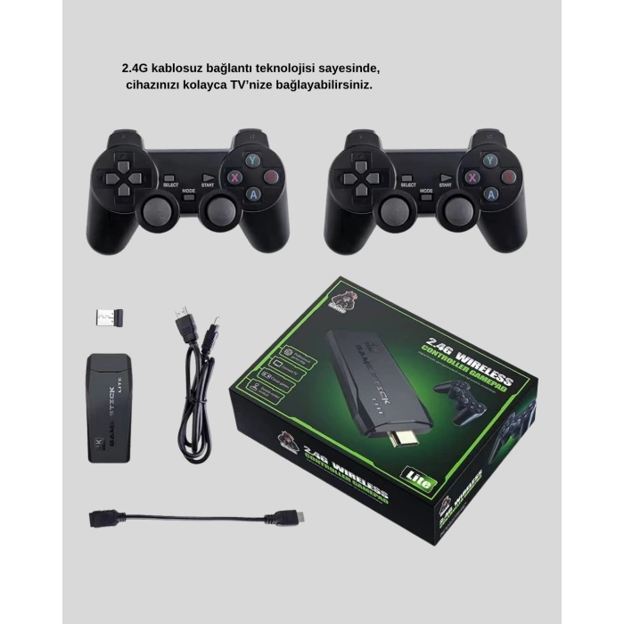 BFS Kablosuz Taşınabilir Oyun Konsolu 2.4G TV Bağlantılı Kompakt Tasarım