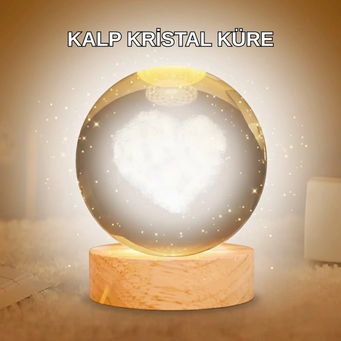 BFS Kalpli LED Işıklı Cam Küre Büyük Boy Kristal Tasarım
