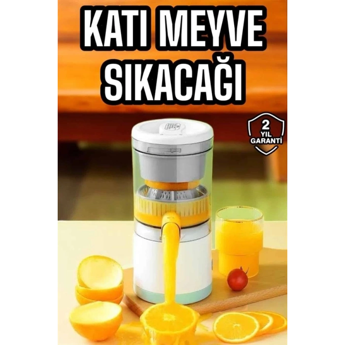 BFS Katı Meyve Sıkacağı Taşınabilir USB Şarjlı Pratik Paslanmaz Çelik Bıçaklı