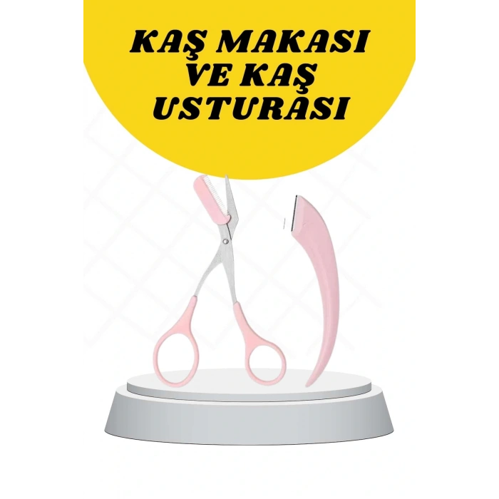 BFS Kavisli Kaş Düzeltici Seti Kaş Makası ve Kaş Usturası Paslanmaz Çelik Bıçaklı