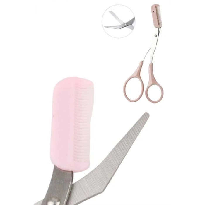 BFS Kavisli Kaş Kirpik Düzeltici Bıyık Alma Taraklı Kaş Makası Yüz Bakım Seti Makas