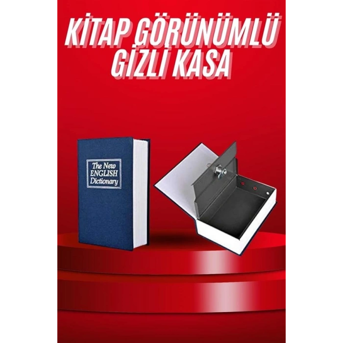 BFS Kitap Görünümlü Gizli Kasa Büyük Boy Anahtarlı Kilitli Para Kasası